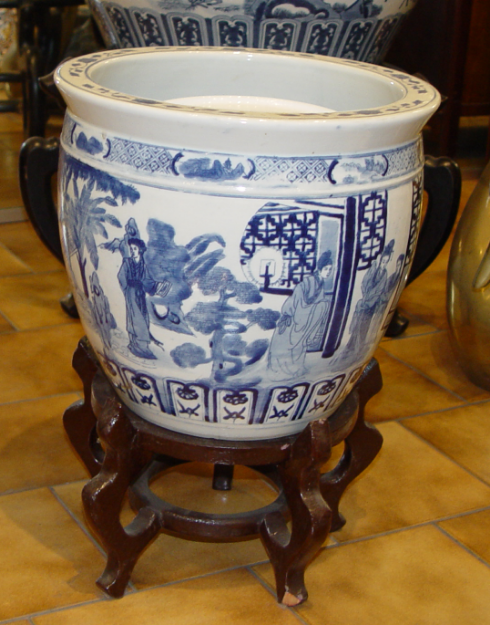 Immagine di Cache-pot - Vaso blu figurativo 